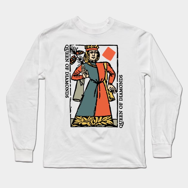 Character of Playing Card Queen of Diamonds Long Sleeve T-Shirt by KewaleeTee